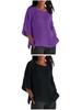 Women's Cotton Linen Three-Quarter Sleeve Shirt - Round Neck Top
