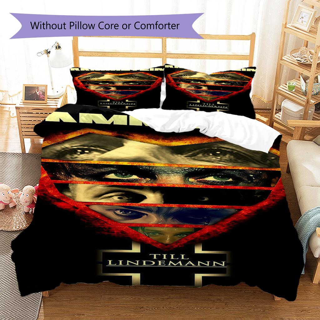 Rammstein Band Pattern Bedding,Quilt Set Quilt Cover Pillowcase Home Birthday Gift (1 * Duvet Cover + 2 * Pillowcase, Without Core)