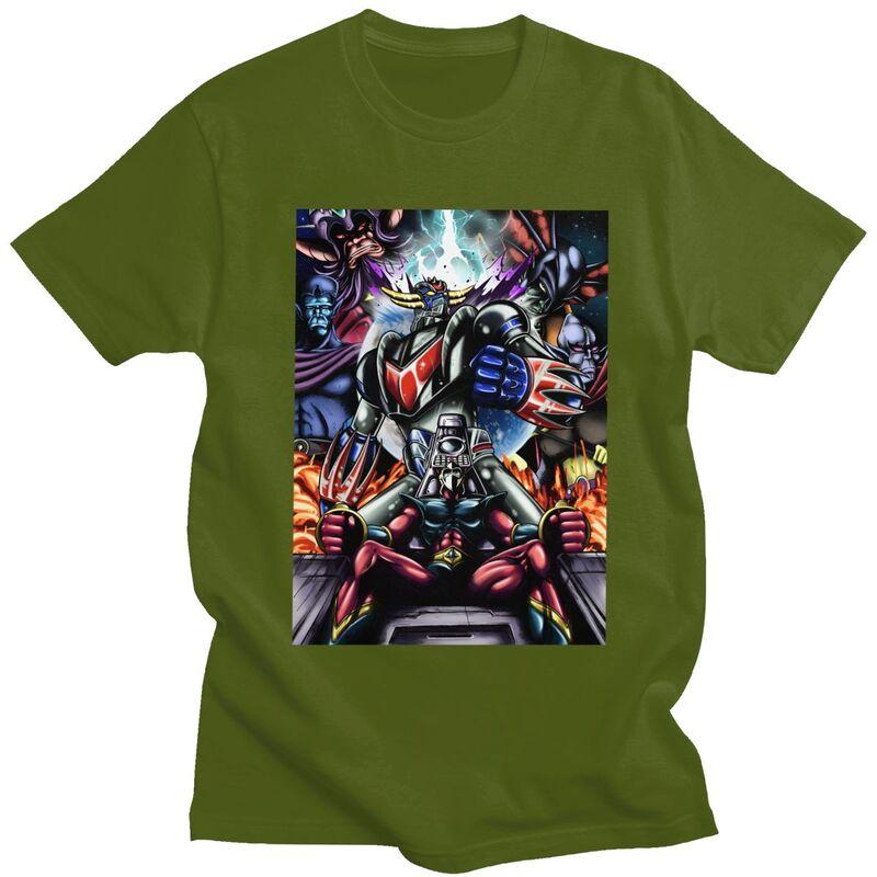 Custom Grendizer T Shirt for Men Pure Cotton Tshirt Tees Goldorak Goldrake Ufo Robot Tshirts Slim Fit Clothing