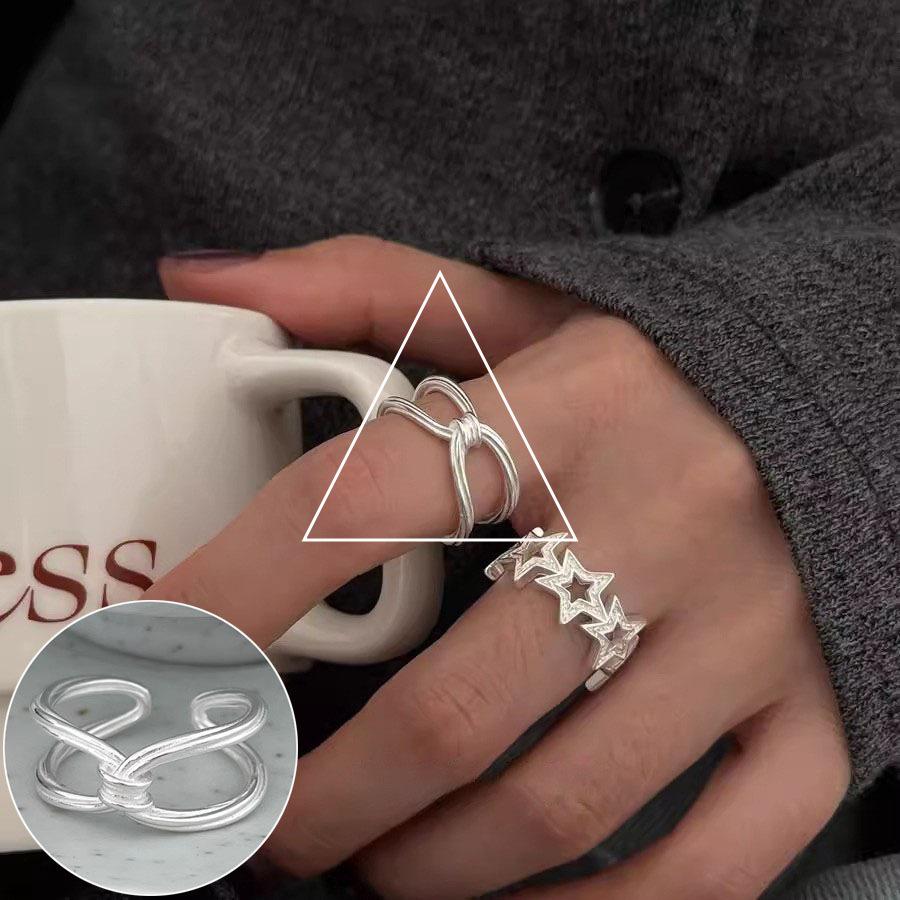 Women's Retro Black Oval Geometric Open Ring - Versatile Fashion Index Finger Jewelry