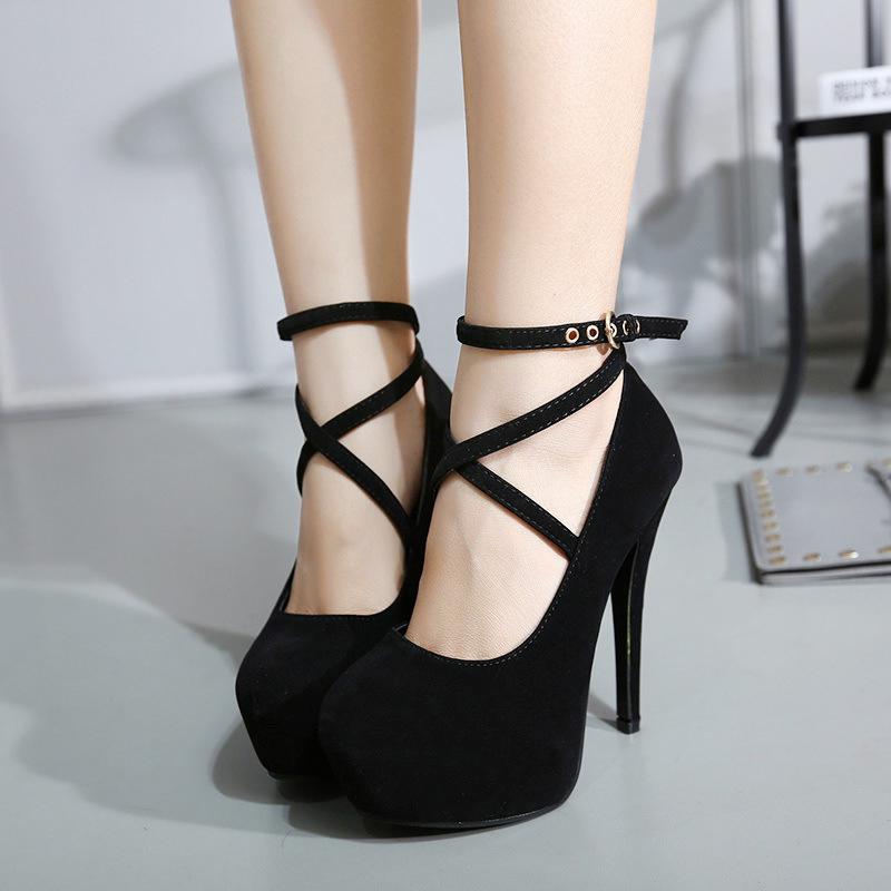 Plataforma De tacón grueso Plataforma Tacones de mujer Punta redonda Color  sólido Grind Casual Shoes comprar a buen precio — entrega gratuita, reseñas  reales con fotos — Joom