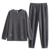 Half Fleece Pajamas Men'S Winter Thickened Fleece Warm Coral Fleece Winter Casual Can Be Worn Outside Loungewear Suit