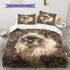 Gear Cat  Pattern Bedding Quilt Set Quilt Cover Pillowcase Home Decoration  Gift (1 * duvet cover + 2 * pillowcase, without core)