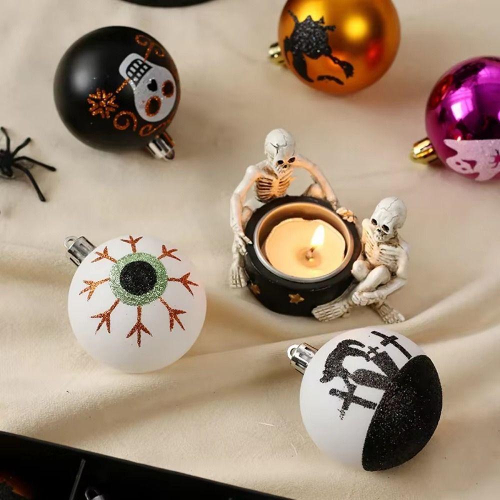 16Pcs/Set Painted Halloween Hanging Ball Pendant Plastic Tree Pendant Ornament Tree Hanging