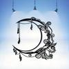 Bohemian Moon Floral Metal Wall Decor Vintage Wrought Iron Fringe Weather Resistant Office Terrace Gift