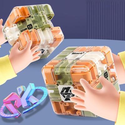2Pcs Rolling Ball Maze Cube Kids Brain Teaser 3D Puzzle Maze Cube Toddlers Stress Relief Logical Thinking Training Bead Maze Educational Toy