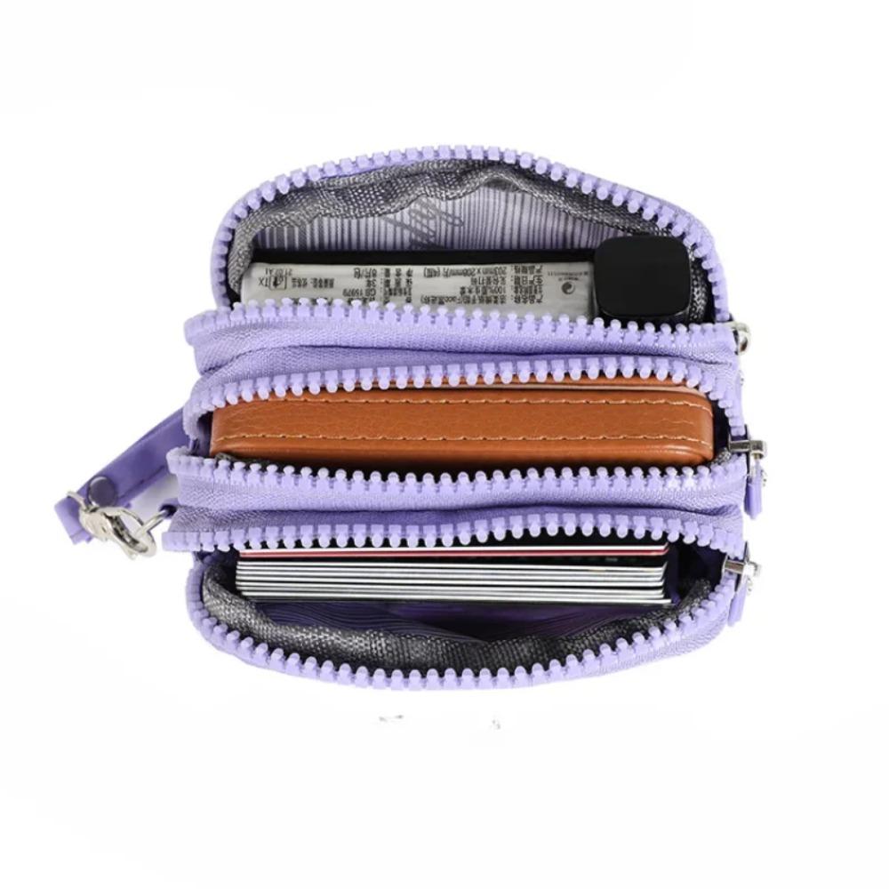 Waterproof Mini Nylon Coin Purse - Women's Zipper Wallet with Three Layers, Portable Card Holder & Headphone Bag for Girls