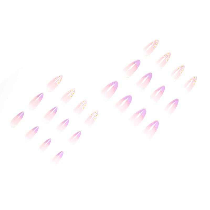 Fake Nail Patch French Nail Art Floral Nail Art Light Purple White Nail Patch Press On Nails