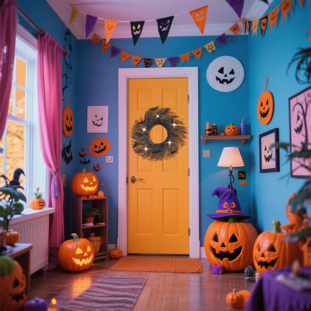 Illuminated Halloween Garland Halloween Lit Garland Black  Garland