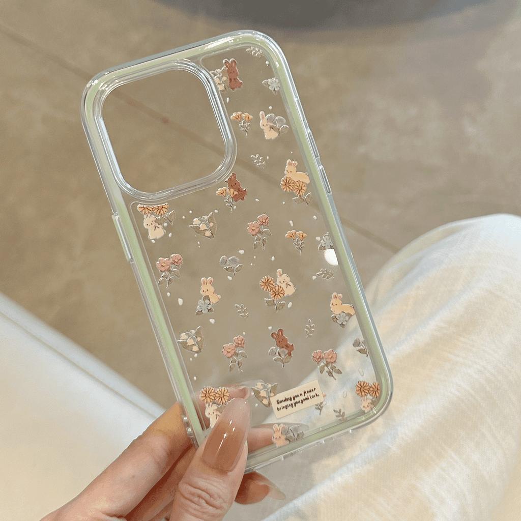 Dziewczęcy kwiatowy słodki mały króliczek odpowiedni dla IPhone16promax Apple 15 etui na telefon komórkowy 14 nowy model