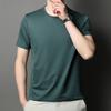 Brand 2025 Men's High-End Ice Silk Crew Neck Short Sleeve T-Shirt - Solid Color, Advanced Texture, New Summer Edition