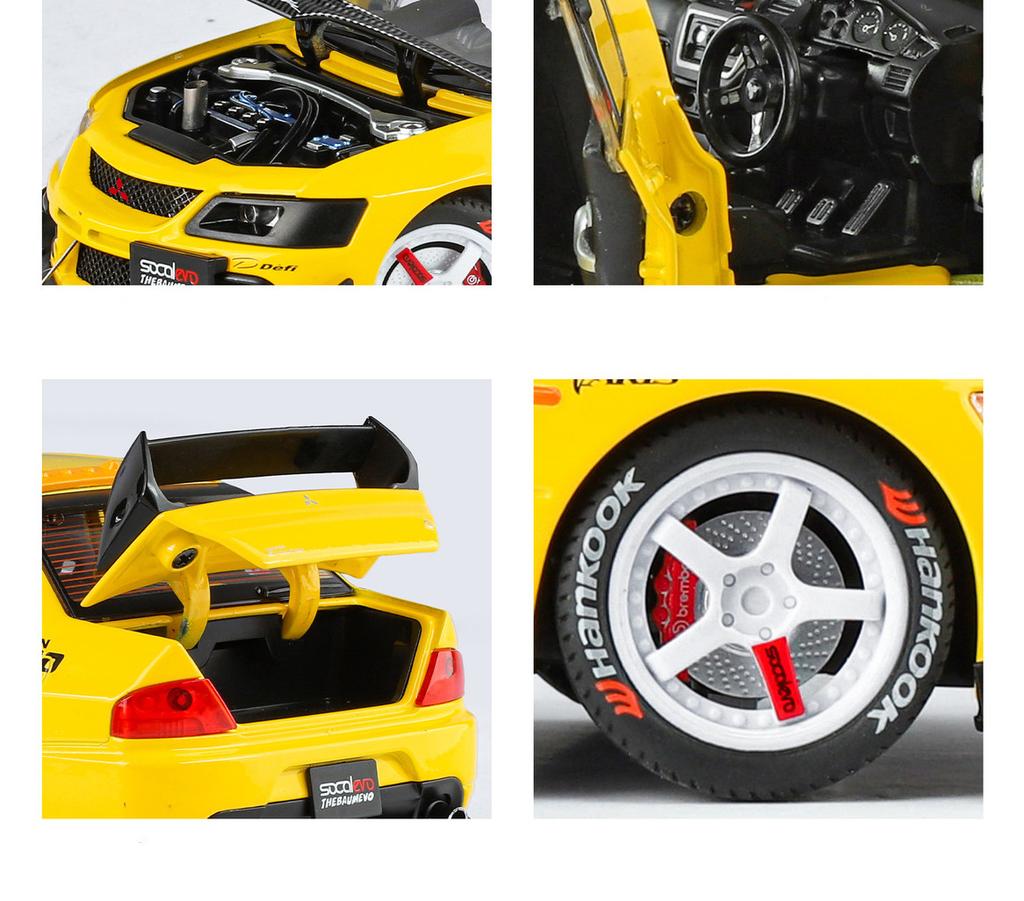 1/24 Mitsubishi Lancer Evolution IX EVO Modified Car Alloy Car Model Sound and Light Children's Toy Collectibles Birthday Gift