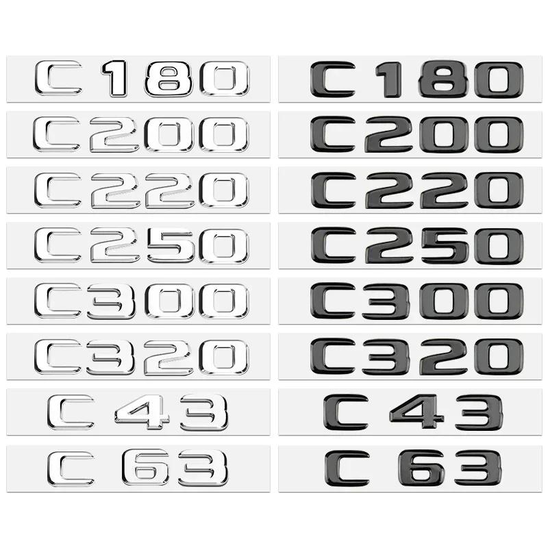 3D ABS Silver/Black Car Styling Letter Logo Sticker For Mercedes Benz C 200 220 300 C200 C220 C300 C320 E43 E63 E200 E220 E300