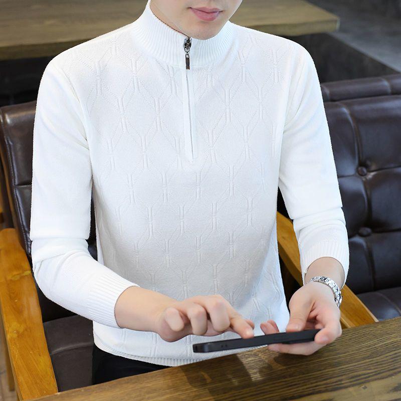 Men Half Zip Mock Neck Diamond Cable Knit Long Sleeve Pullover Sweater