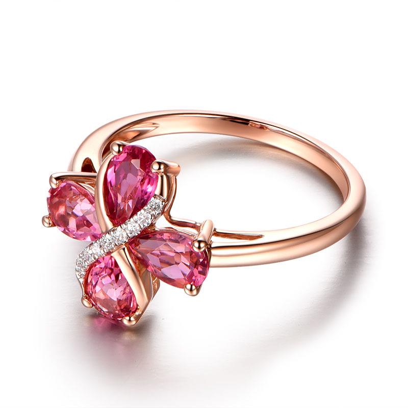 Silver Water Drop Ruby Ring for Women - Japanese & Korean Style, Rose Gold Plated Silver Jewelry.