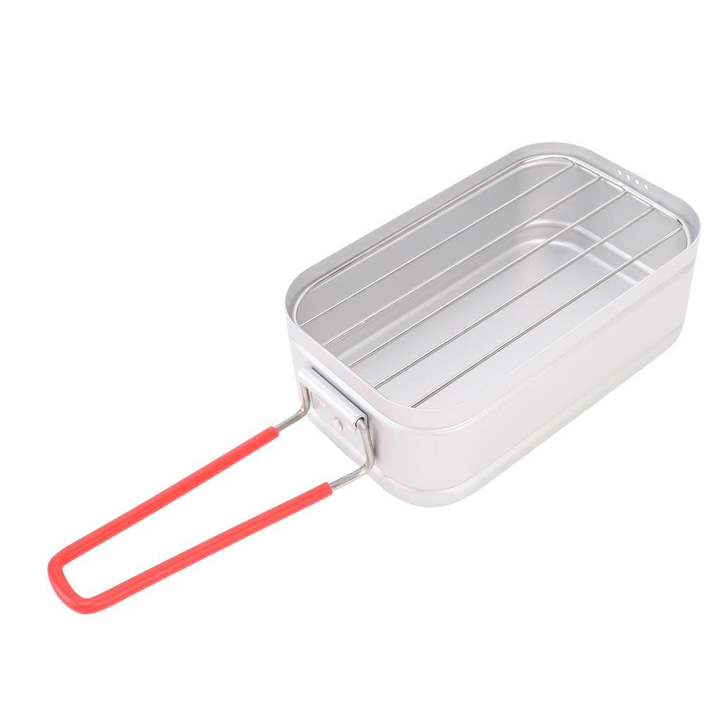 Camping Lunch Box Aluminum Alloy Steam Boil Portable Single Person Meal Box Lunch Container Support for Hiking Fishing