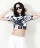 Deumakeu Punk Graffiti Graphic Crop T-Shirt Short Sleeve