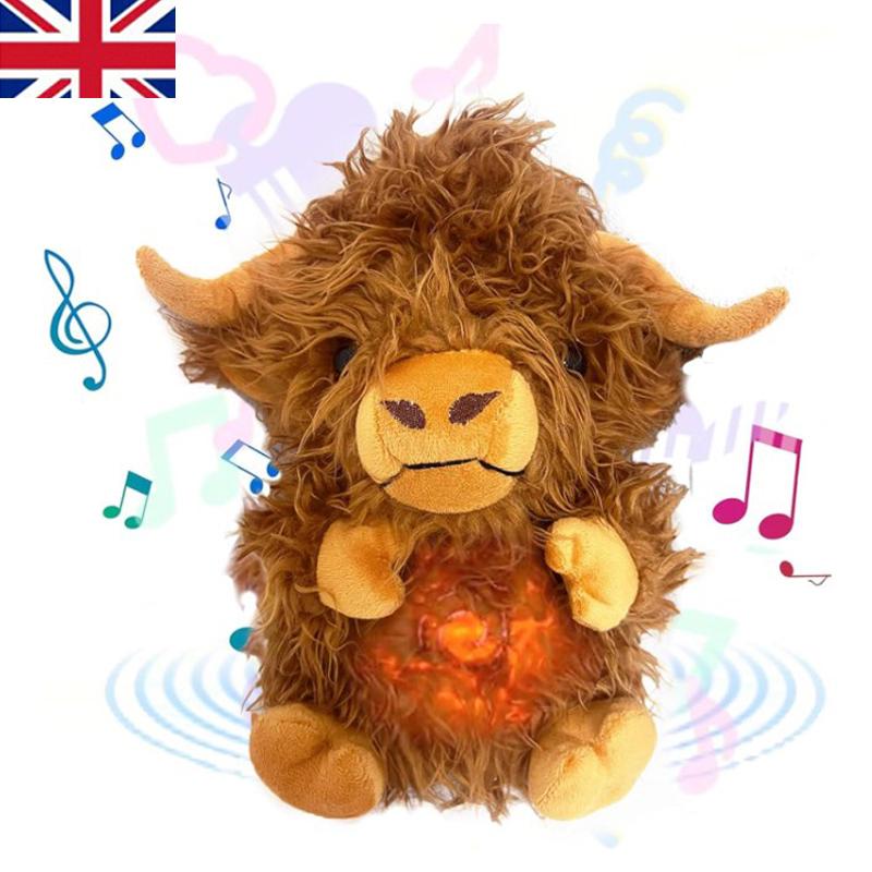 

Корова Хайленд Спокойствие Тревога Помощь Сну Мягкая Игрушка Музыкальный Свет Ритмичное Дыхание 1