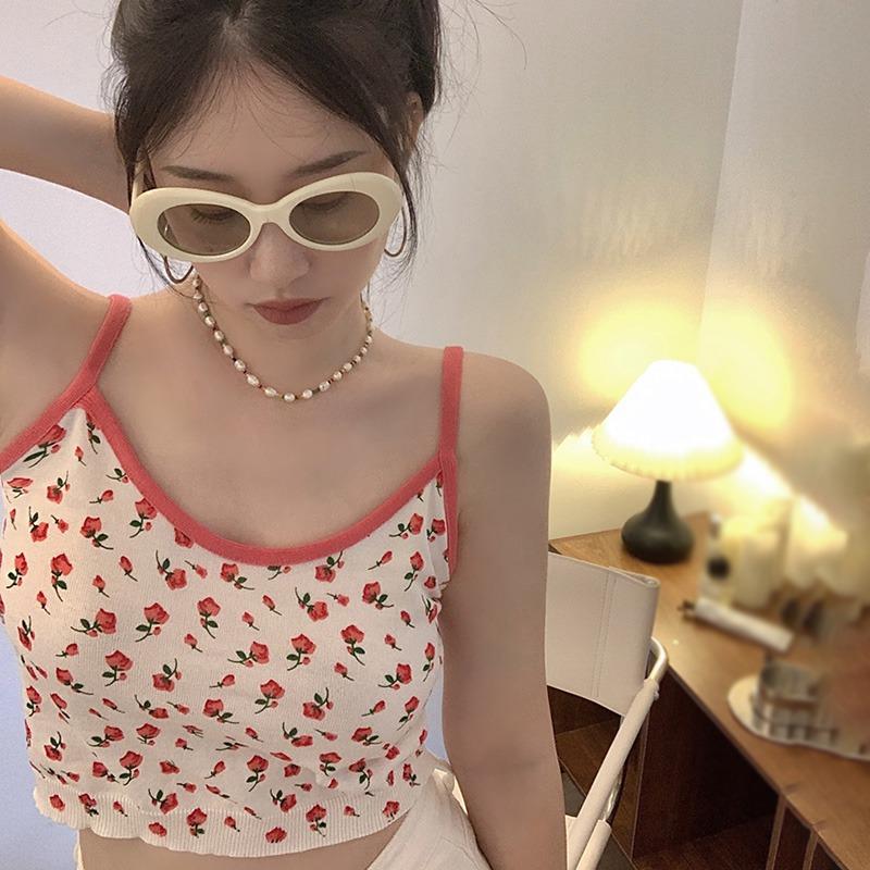 Pletené tílko pro ženy, pletené tílko, krátké tílko, dívčí pletené tílko bez rukávů, krátké tričko pro ženy