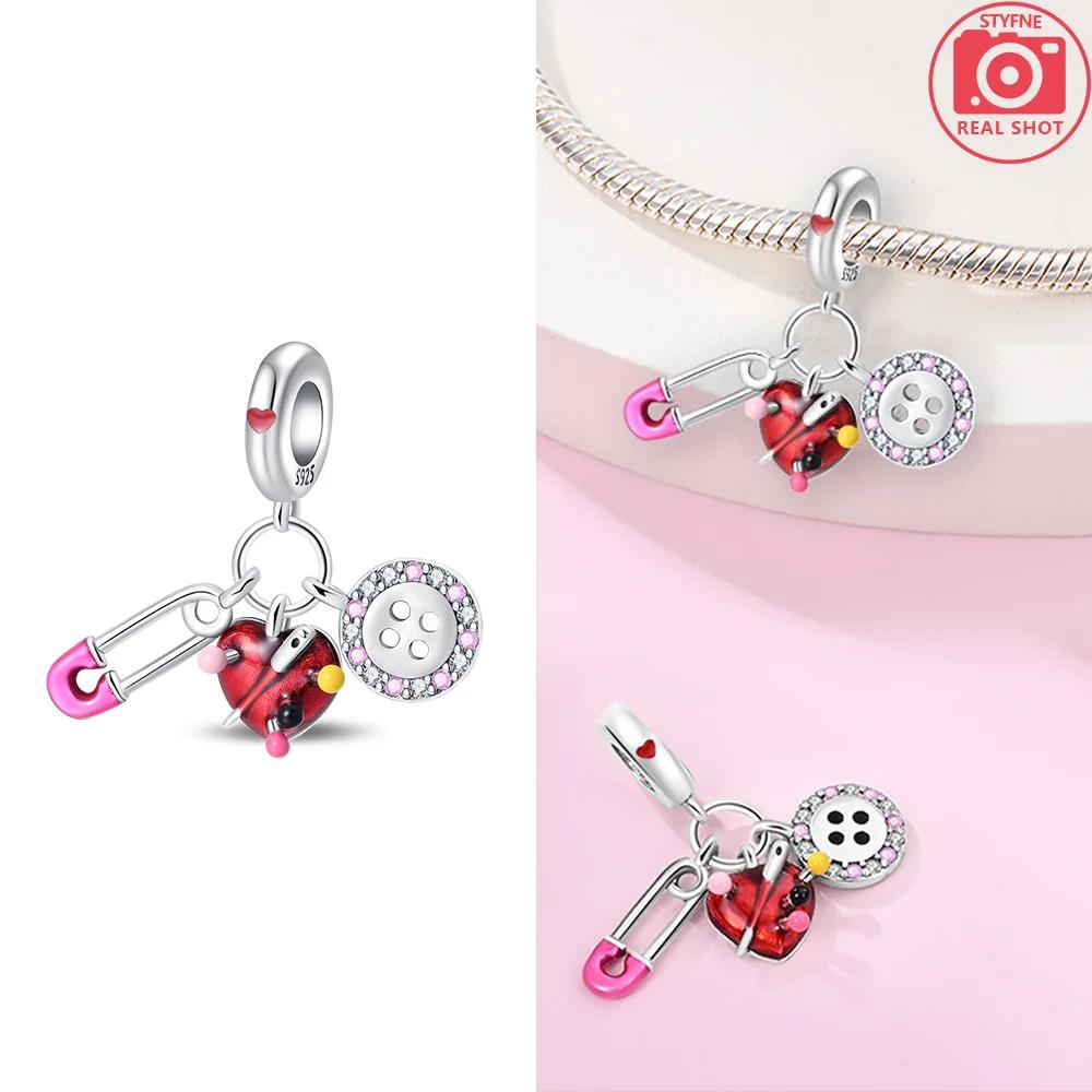 Exquisite Pendants Woman Original Charms Cute Pink Crown Perfume Bottle Bag Beads Fit Copper Bracelet Jewelry Fine Gift Diy