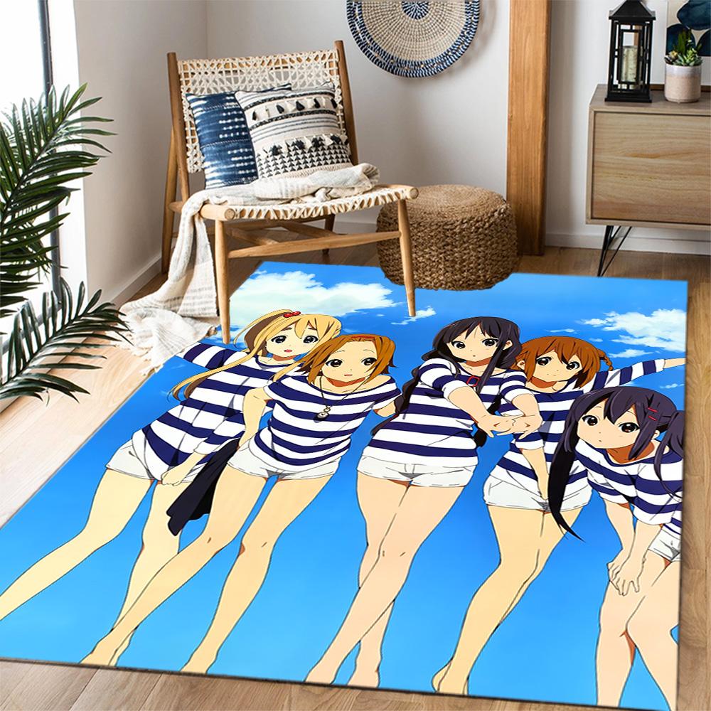 K-on! Group Pose Themed Anti-Slip Rugs - Polyester Home Decor, Suitable for Bedrooms, Living Rooms, Doorways, Studios, and Decorations