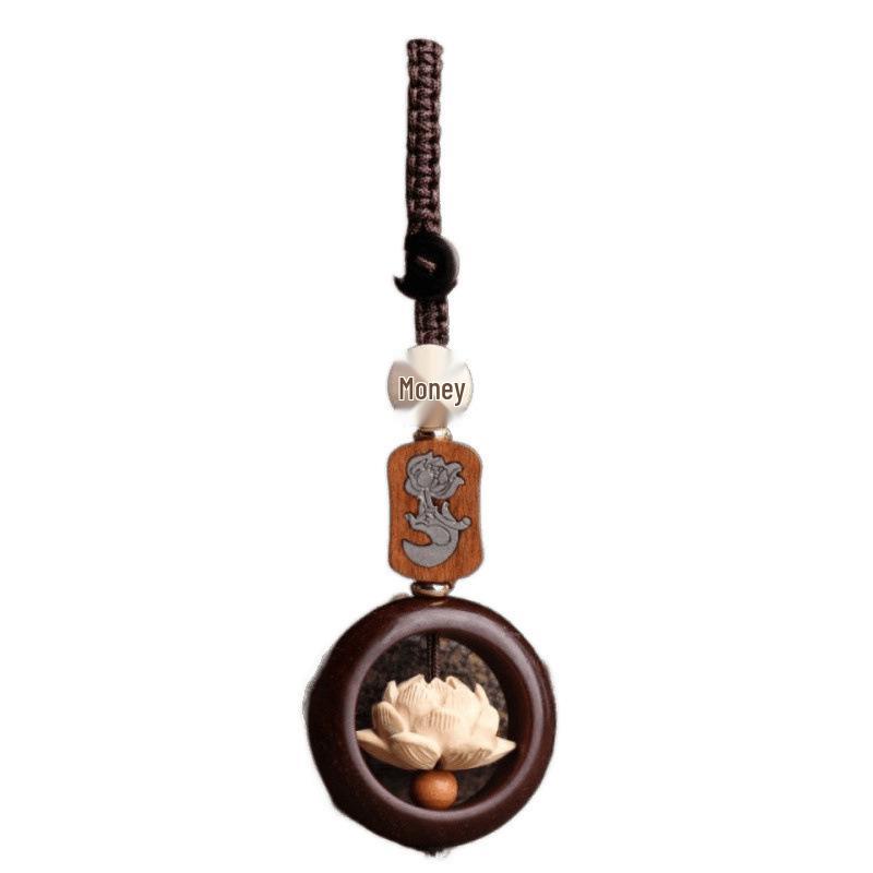 Rotating Lotus Purple Sandalwood Keychain Charm