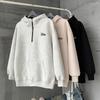 Half-zip Embroidered Hoodie Couple Matching Winter Casual Loose Sweatshirt Women