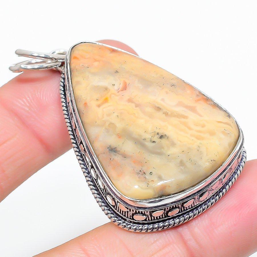 

Natural Crazy Lace Agate Gemstone 925 Sterling Silver Gift Pendant 2.25 o6a49