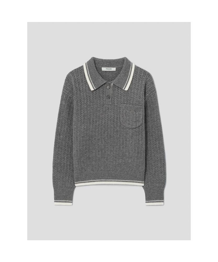 8SECONDS Color Block Collar Pullover Ash