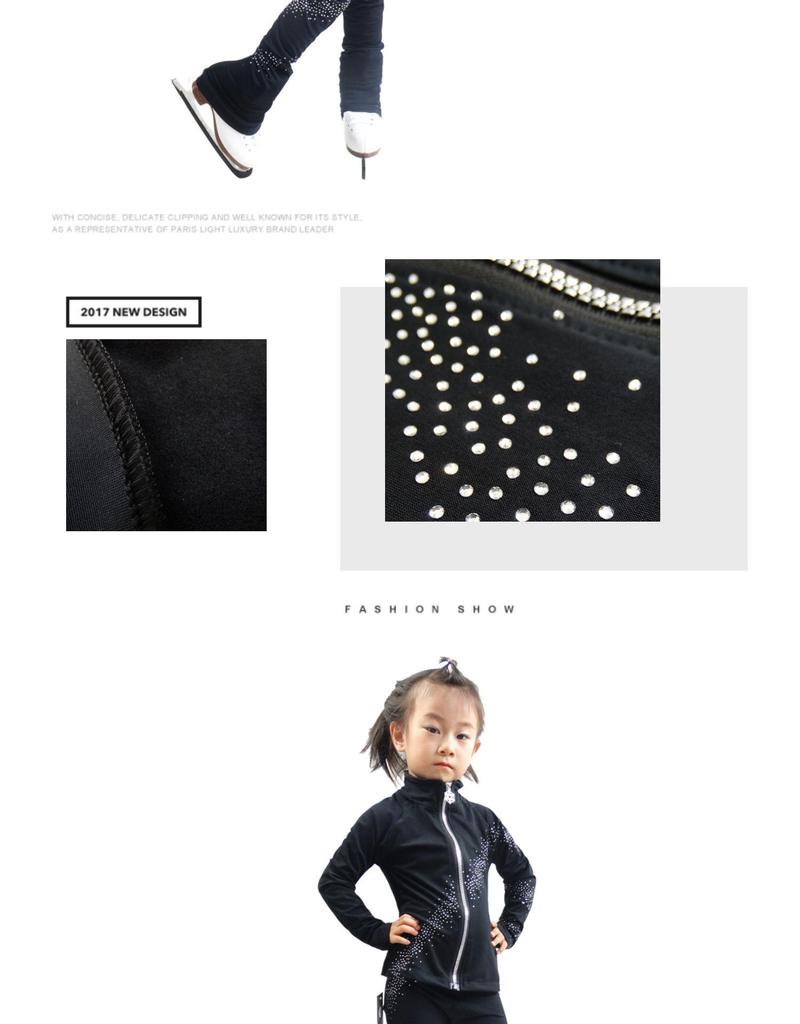 LIUHUO Children's Figure Skating Suit: Fashionable Black Diamond-Accent Pants and Training Costume