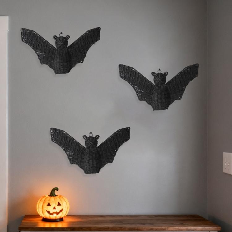 Halloween Bat Door Hanging Decoration, Black Paper Rope Wall Ornament for Window Ceiling Backdrops Home Display