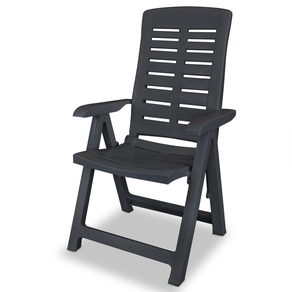 Vidaxl Folding Garden Chairs, 4 Pcs, Plastic, Anthracite
