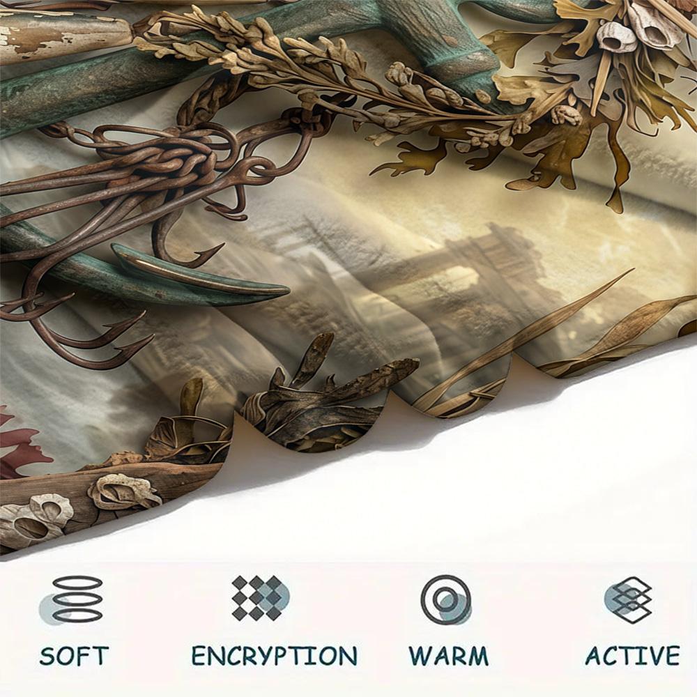 1PC Fish hook  Print FlAannel Blanket, High quality Comfortable for All Seasons, Home Decor, Warmth and Comfort