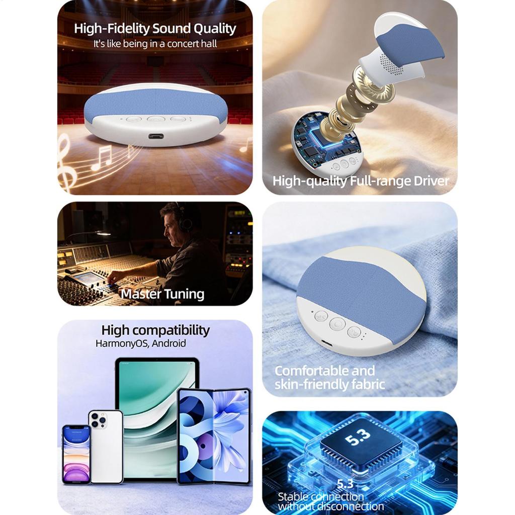 Bedroom Pillow Speaker Sound BT Under Pillow Speaker Stereo Bass White Noise With Timer For Sleeping Gifts