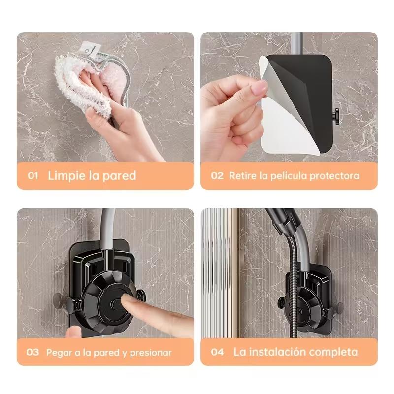 Nastavitelný držák sprchové hlavice o 360° Samolepicí Nástěnný Držák ruční sprchové hlavice Univerzální