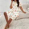 Women Plus Size Floral Printed Round Neck Short Sleeve Longline Top Fitted Shorts Two Piece Set