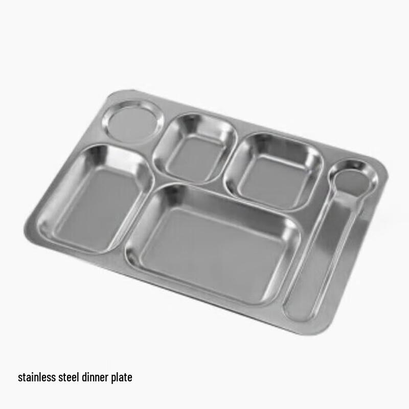 Jingong 304 Stainless Steel Large Scoop 6-Compartment Meal Tray