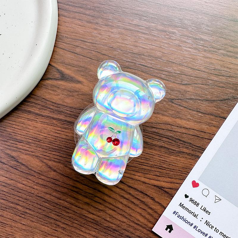 Little Cherry Laser Bear Mobile Phone Airbag Bracket Paste Retractable Creative Desktop Watching Drama Lazy Grip Bracket