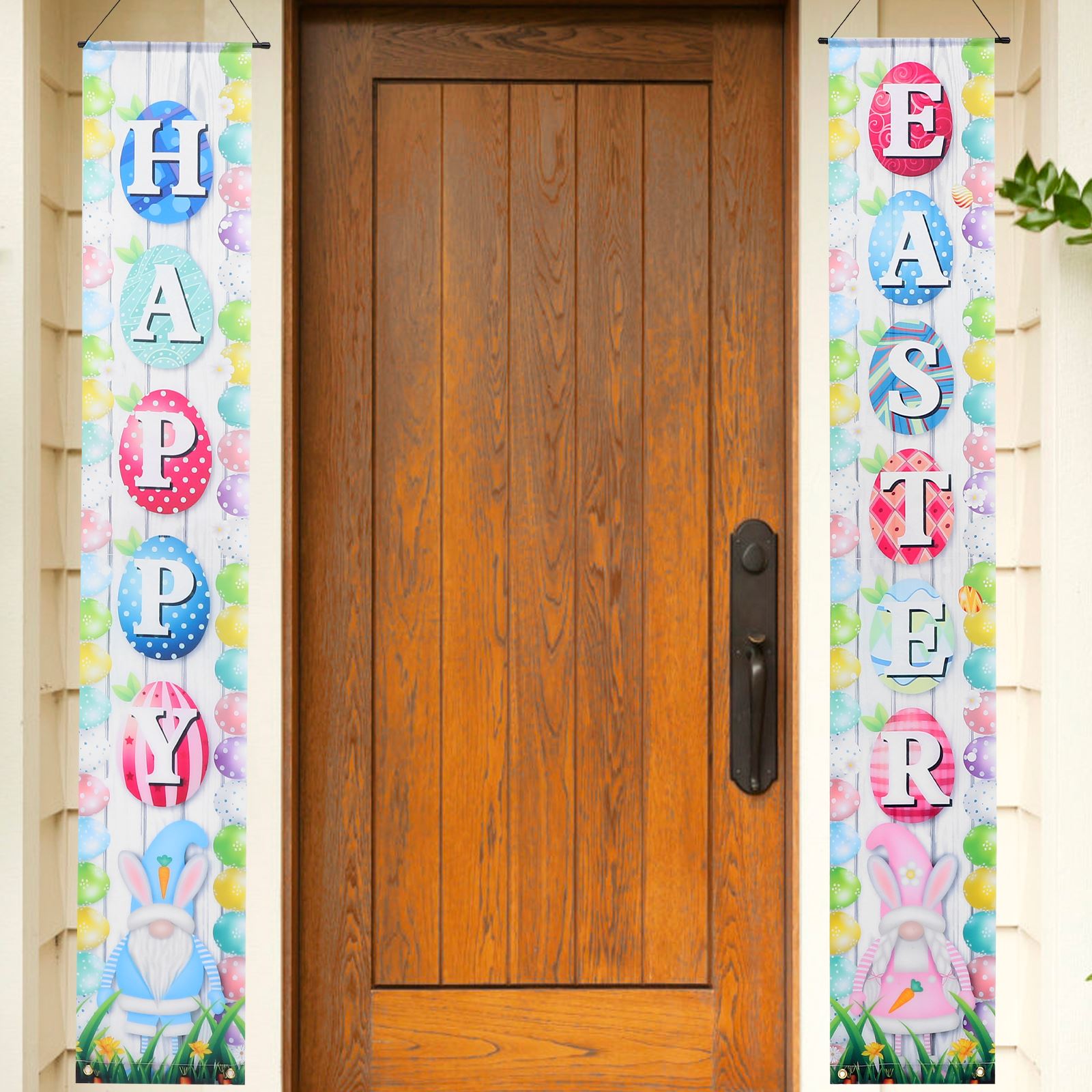 1 Pair of Easter Door Banner Happy Easter Decoration Happy Easter Couplets Easter Decoration