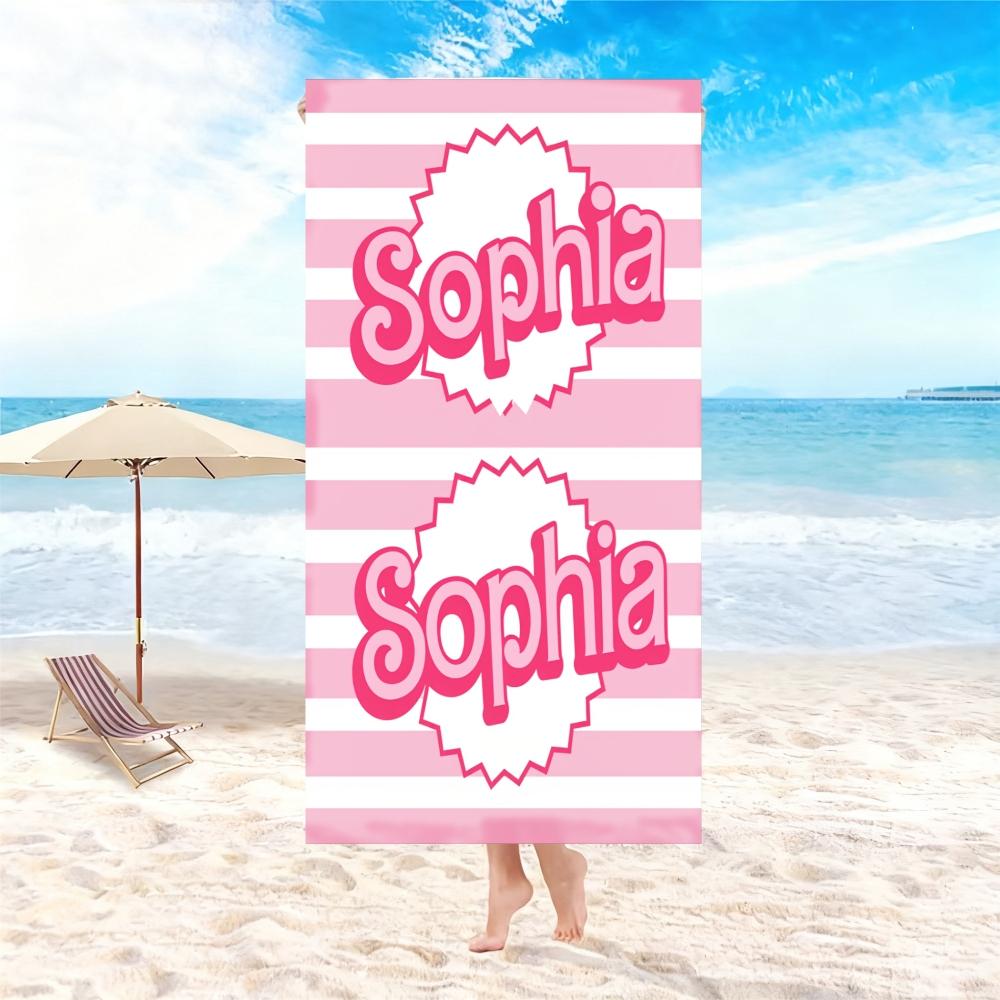 Sea Flower Letter Printed Beach Towel Large Size Foldable Portable Soft Shower Bath Towel For Travel Camping Yoga Travel Towel