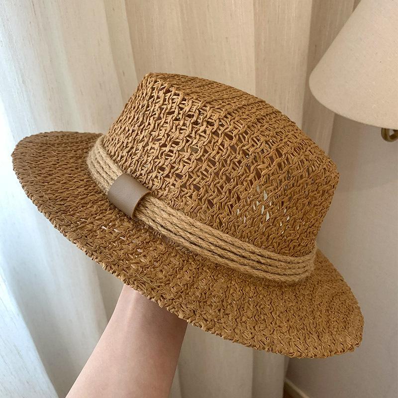 Neuer Sommer Französischer Vintage Old Money Stil Hohl Flacher Strohhut für Damen - Handgewebter UV-Schutz Sonnenhut für den Strandurlaub