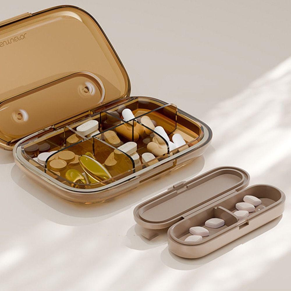 Large Capacity Medicine Box Plastic Pills Dispenser Portable 4/6 Grids Pill Box  Travel