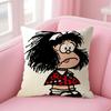 Cartoon MMafalda Cushion Cover Natural Linen Pillow Case DoubleSided Print Decorative Sofa Pillowcase Home Decor Gift