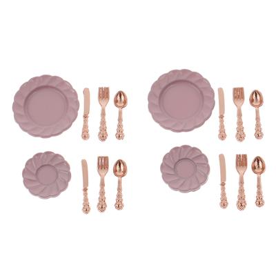 1:12 Dollhouse Miniatures Tableware Knife Fork Spoon Plate Set Accessories Toys