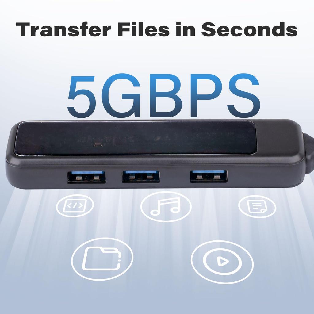 USB Hub and Portable USB To Multiport Splitter with USB Extender for Laptops and Desktop Computers 4-port (2 Pieces), Ultra-thin USB-C Adapter,