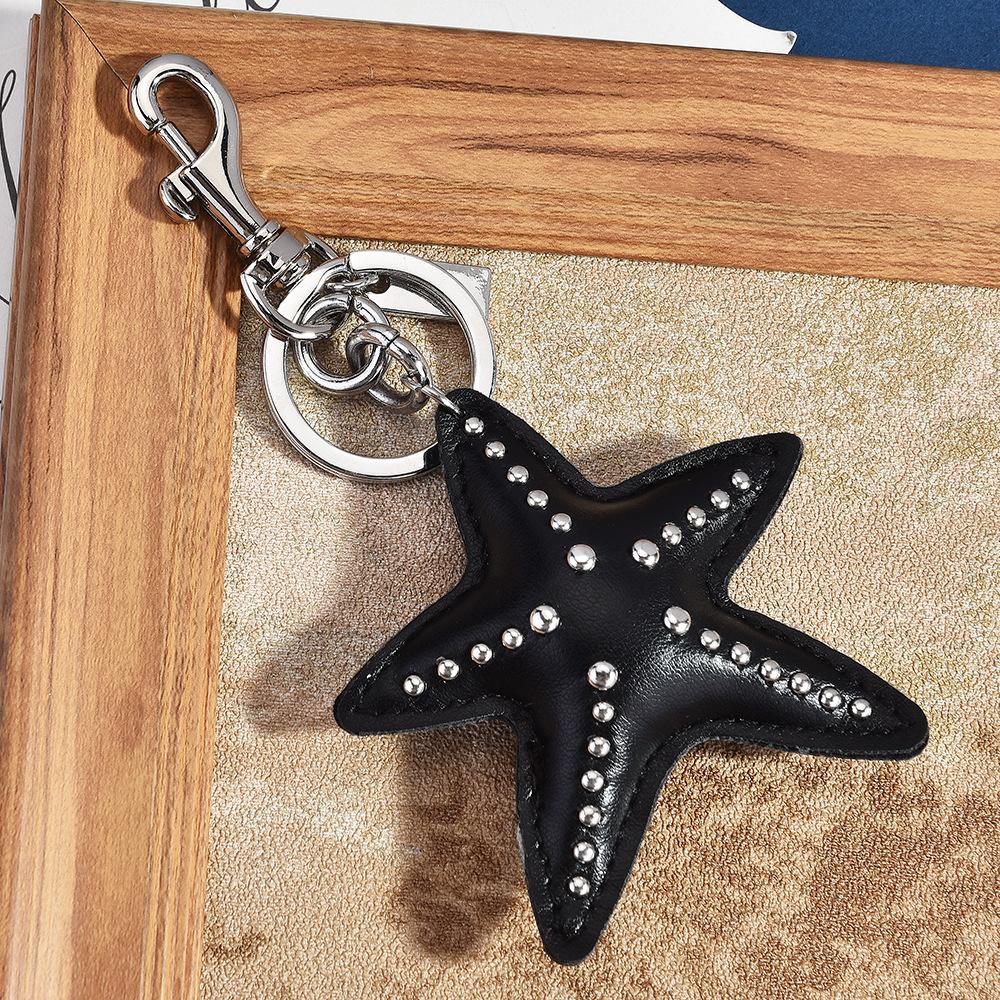 Personalized Design Rivet Five-Pointed Star Keychain Versatile Bag Pendant Hand-Woven Jewelry