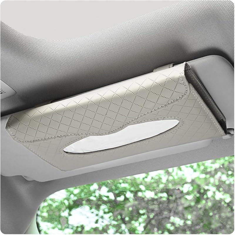Car Tissue Holder, Automotive Sun Visor Napkin Holder, PU Leather Tissue Case for Sun Visor & Seat Back with Tissue Refill, Universal Interior Car