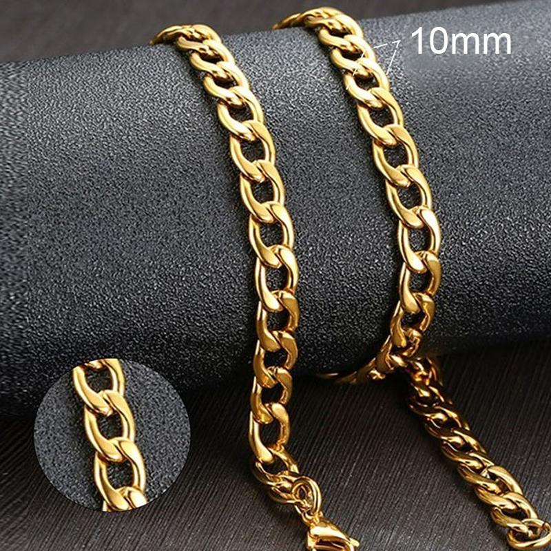 Vnox Pánský kubánský řetězový náhrdelník z nerezové oceli, černozlatá barva, pánský choker, šperky, dárky pro něj