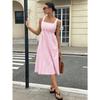 Damen Freizeitmode Quadratischer Ausschnitt Ärmellos Color Block Gestreift Hohe Taille Langes Kleid