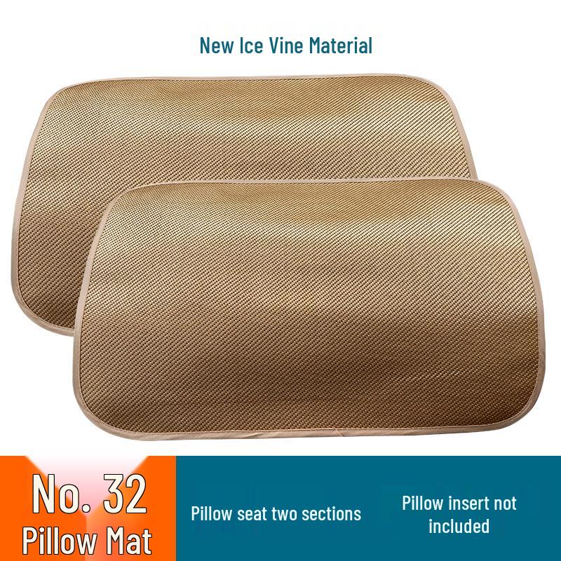 Free Shipping: Cool Straw Mat Pillow Set - Natural Cattail Grass, Orchid Design, Pair (2 Strips), Summer Cooling Pillowcase for Adults